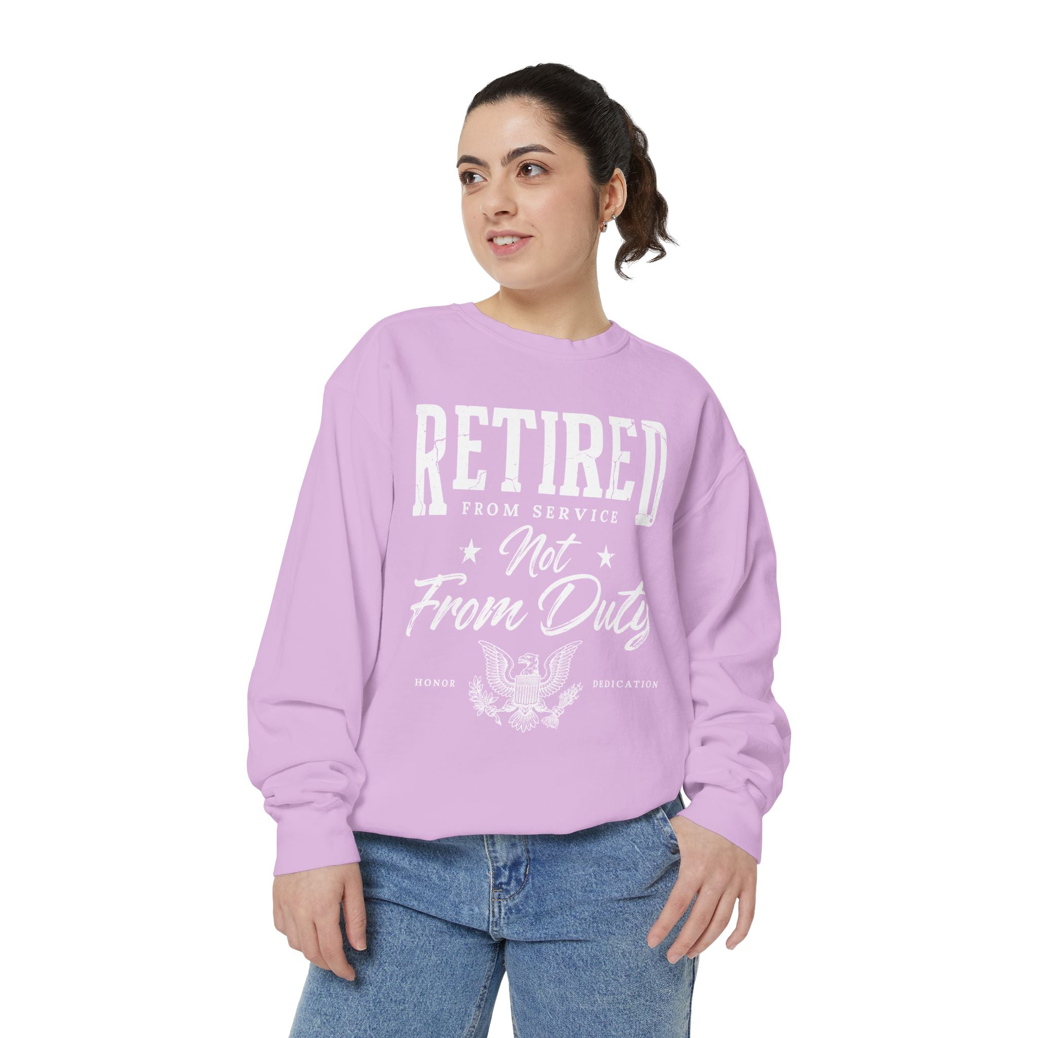 Retired From Service Not From Duty Sweatshirt, Military Retirement Crewneck, Veteran Gift, Patriotic Eagle Veterans Day Pullover for Retiree
