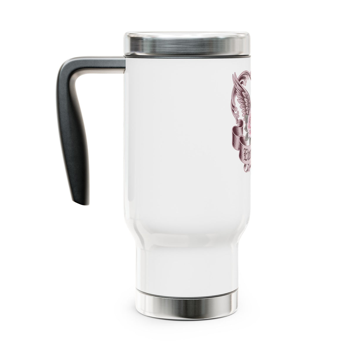 Gothic Rose Stainless Steel Travel Mug, Eternal Love Winged Rose Cup, Romantic Gift for Her, Vintage Dark Romance Drinkware