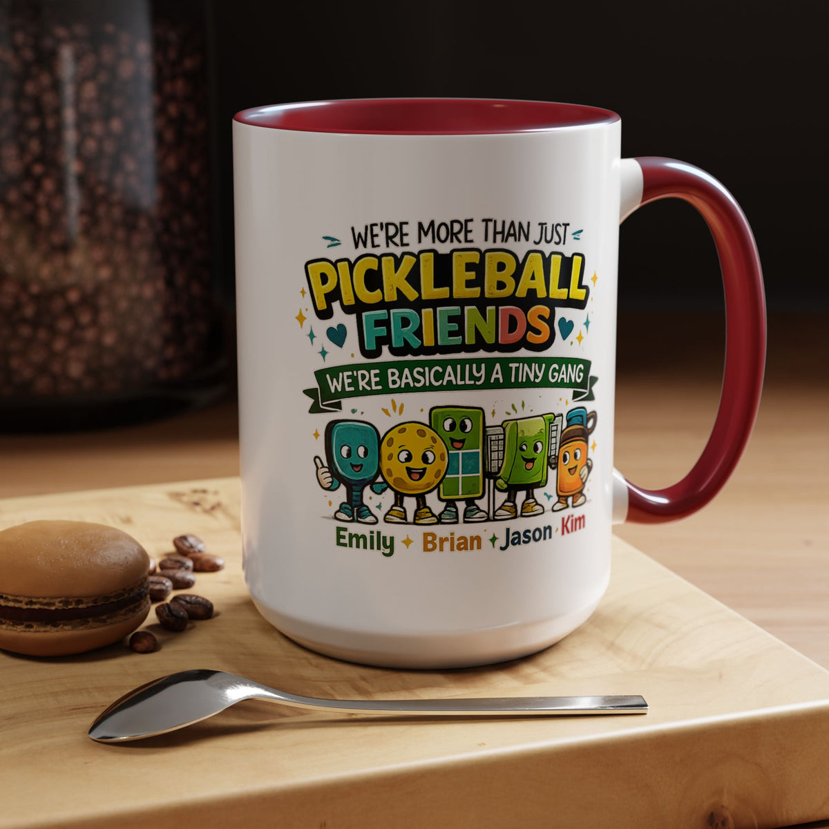Personalized Pickleball Friends Mug, Custom Pickleball Team Coffee Mug with Names, Funny Pickleball Gift for Teammates and Best Friends
