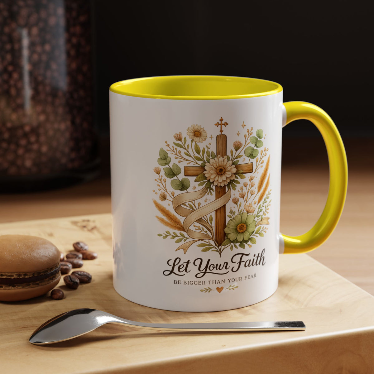 Christian Faith Inspirational Mug, Let Your Faith Be Bigger Than Your Fear Coffee Mug, Religious Gift for Women, Prayer Mug