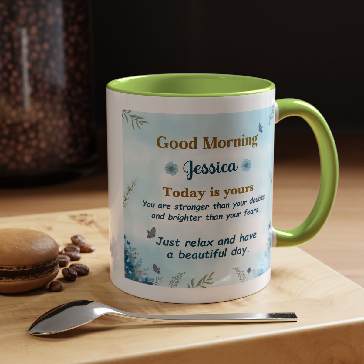 Personalized Good Morning Mug, Custom Name Coffee Mug, Inspirational Morning Cup, Positive Quote Mug, Encouragement Gift for Her
