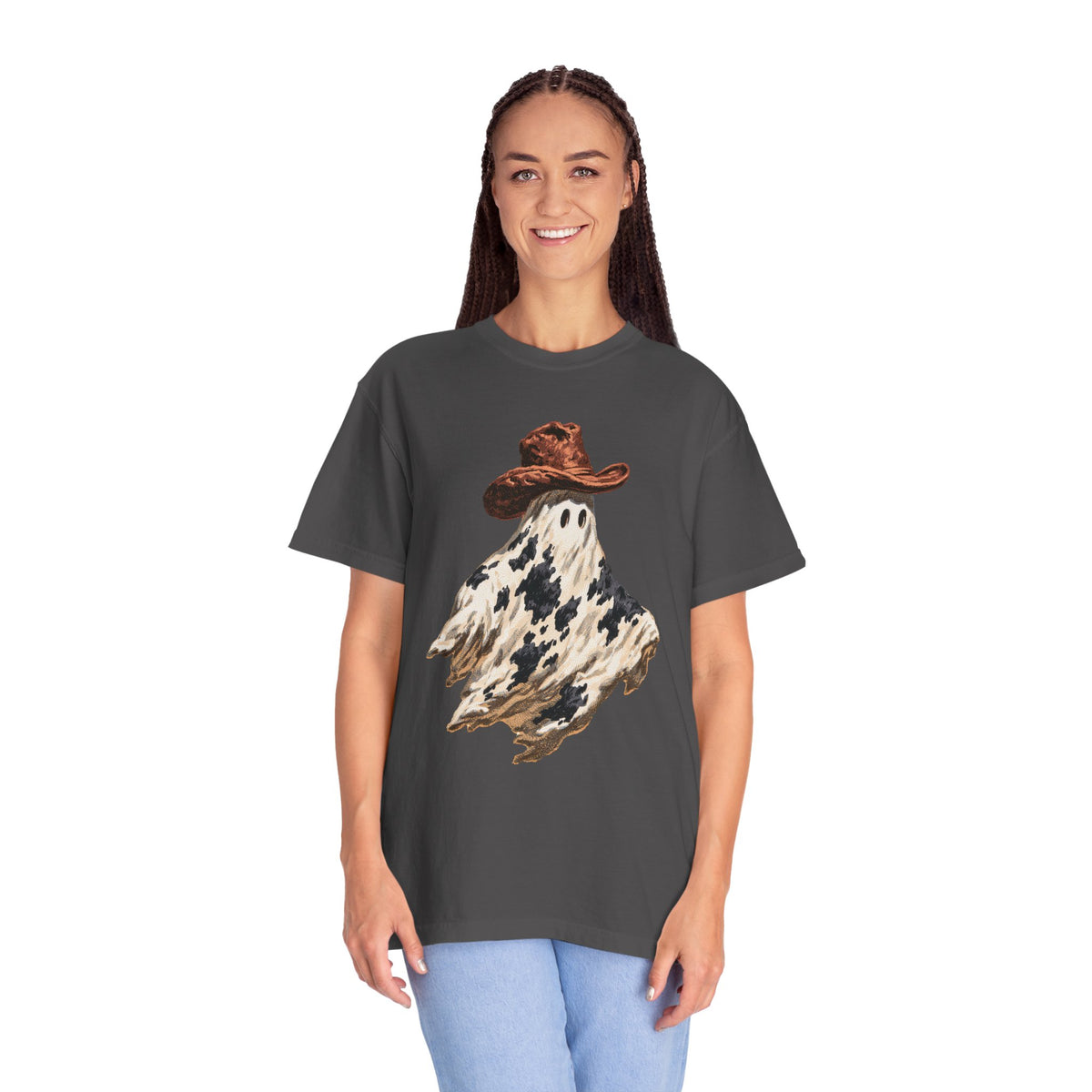 Western Ghost Halloween Shirt, Cowboy Hat Spooky Graphic Tee, Cute Vintage Fall Gift for Cowgirl, Country October Outfit for Women