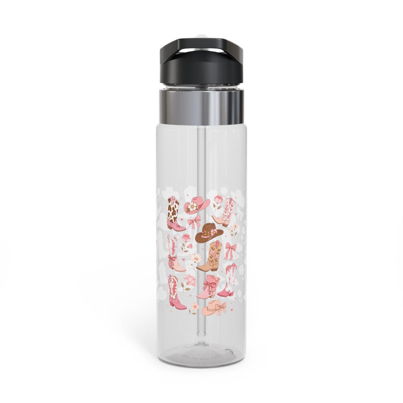 Cowgirl Western Boots Transparent Water Bottle, Cute Country Drinkware, Pink Rodeo Gift for Her, Cowgirl Gym and Everyday Hydration