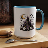 Cute Haunted House Mug, Kawaii Ghost Halloween Coffee Cup, Spooky Season Gift for Her, Purple Witchy Decor, Cozy Fall Birthday Present