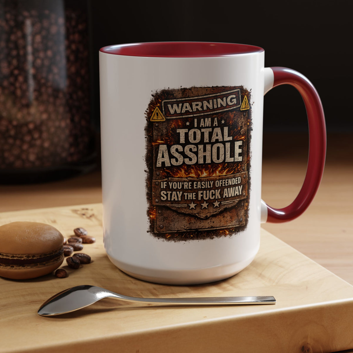 Funny Adult Humor Mug, Warning Total Asshole Coffee Mug, Sarcastic Gift for Men, Offensive Humor Cup, Funny Friend Gift