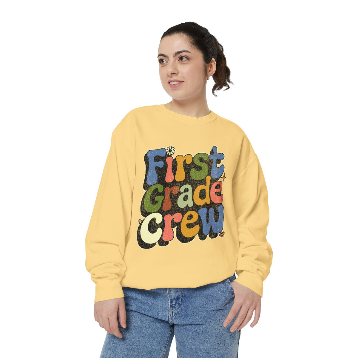 First Grade Crew Sweatshirt, Retro Teacher Team Crewneck, Elementary School Staff Gift, First Day Classroom Outfit, Grade One Team Pullover