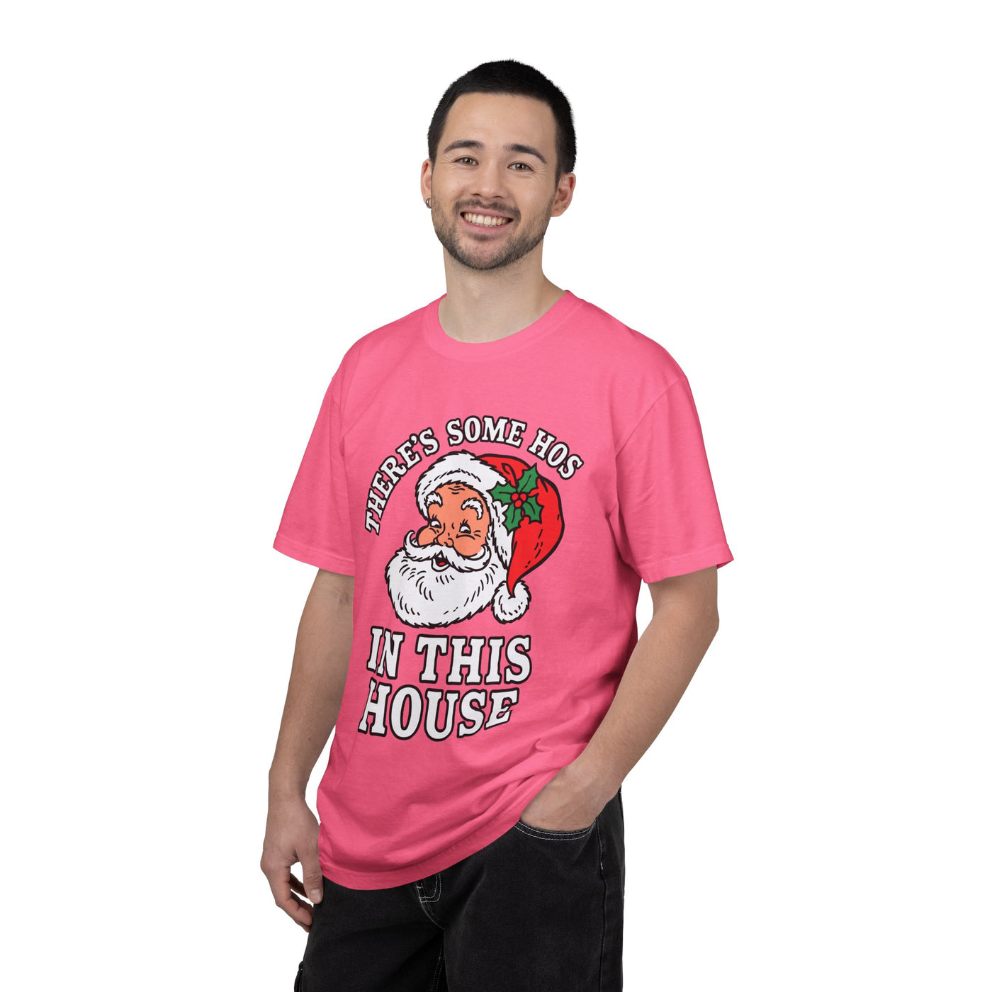 There's Some Ho's in This House Shirt, Funny Santa Christmas T-Shirt, Adult Holiday Party Tee, Naughty Xmas Gift for Friends or Family