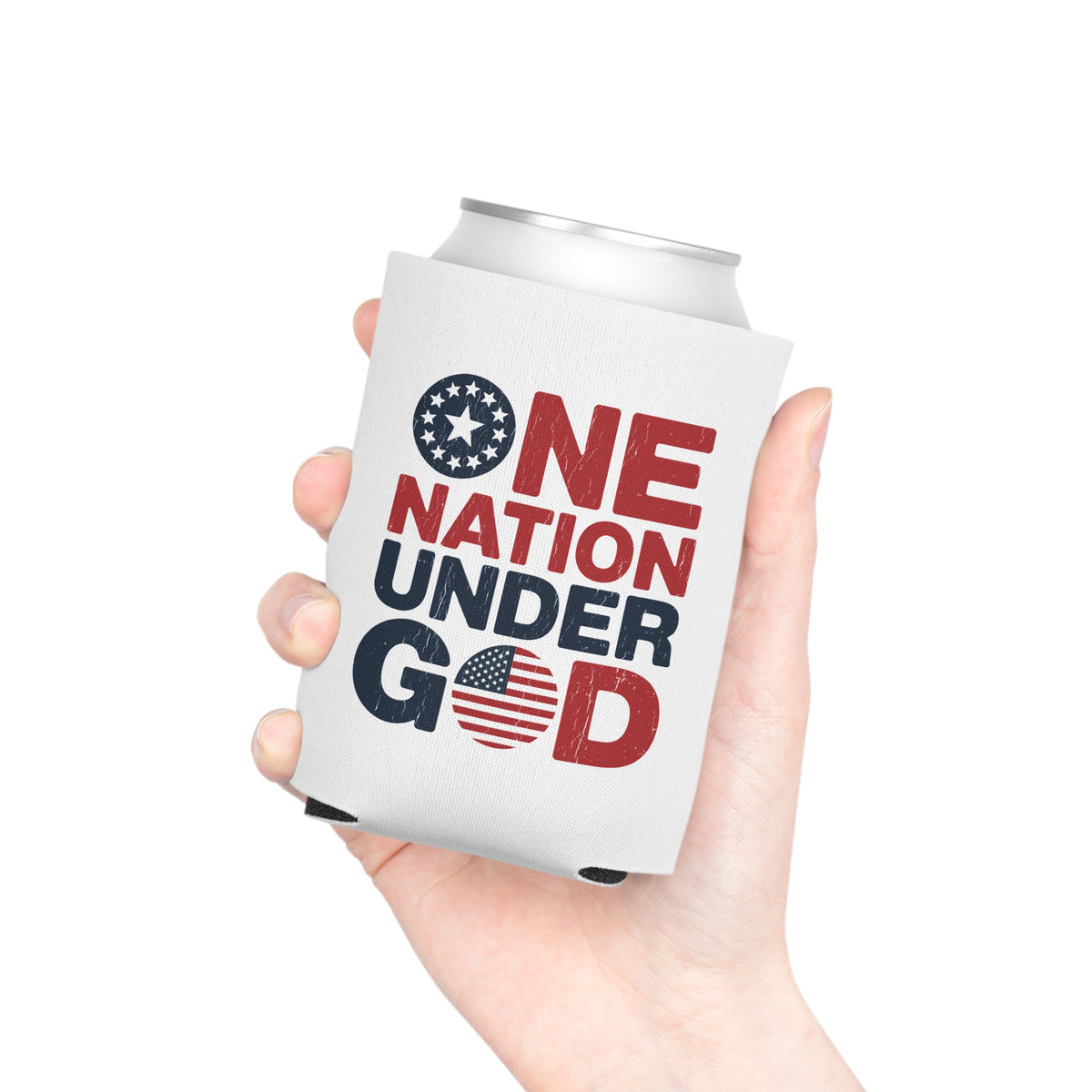 One Nation Under God Can Cooler, Patriotic Drink Holder, American Flag Beverage Sleeve, USA Pride Gift, Faith Inspired Gift, Summer Party