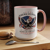 American Pride Eagle Mug, Patriotic Bald Eagle Coffee Mug, Home of the Free Because of the Brave Gift, USA Veteran Mug