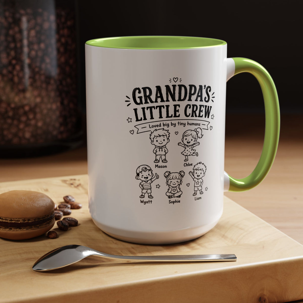 Personalized Grandpa Mug, Grandpa's Little Crew Coffee Cup, Grandchildren Name Gift, Father's Day Present, Family Birthday Keepsake