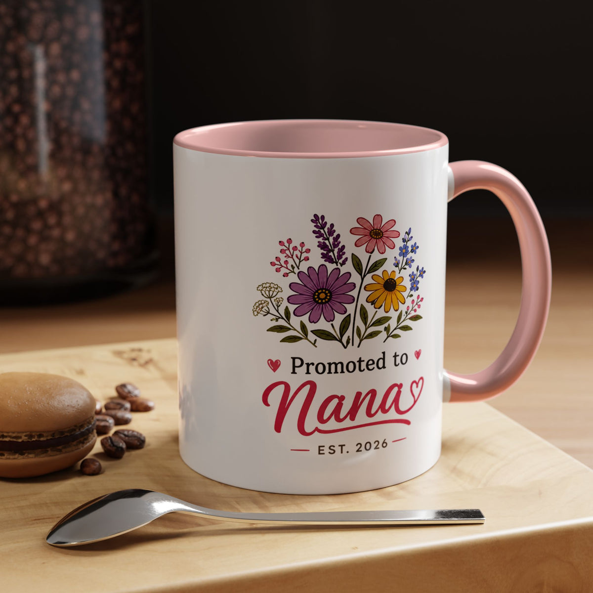 Promoted to Nana Mug, New Grandma Pregnancy Announcement Gift, Floral First Time Grandmother Coffee Cup, Baby Reveal Keepsake 2026