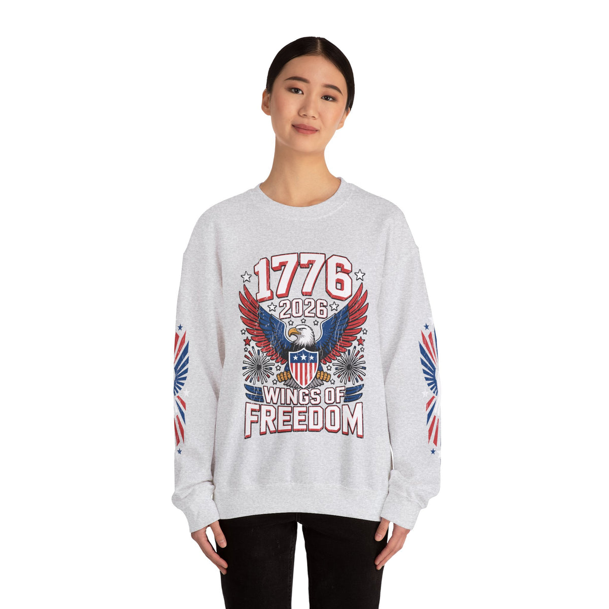 1776 Wings of Freedom Sweatshirt, Patriotic Eagle Pullover, American Flag Crewneck, USA 250th Anniversary Gift, Fourth of July Top