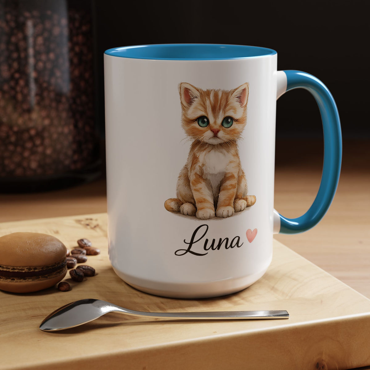 Personalized Cat Lover Mug, Custom Cat Name Coffee Mug, Cute Kitten Mug Gift for Cat Moms, Pet Lover Keepsake Cup