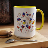 Patriotic Summer Celebration Mug, Fourth of July Coffee Mug, Americana Fireworks Cup, Red White Blue Holiday Gift