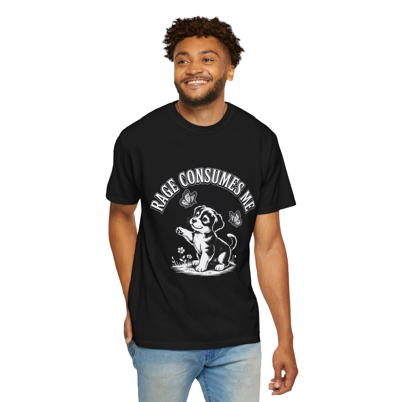 Funny Dog Lover Comfort Shirt, Rage Consumes Me Puppy Graphic Tee, Cute Sarcastic Dog Tshirt for Pet Owners and Introverts