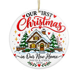 Personalized New Home Christmas Ornament, Our First Christmas Cottage with Names and Year, Housewarming Keepsake Gift for New Homeowners