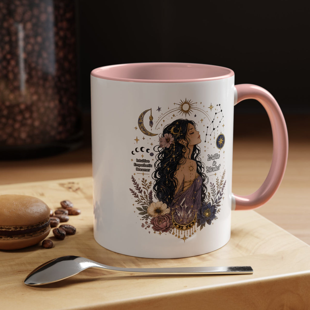 Intuitive Dreamer Astrology Coffee Mug, Mystic Woman Zodiac Mug, Written in Stardust Cup, Celestial Goddess Gift, Spiritual Coffee Mug