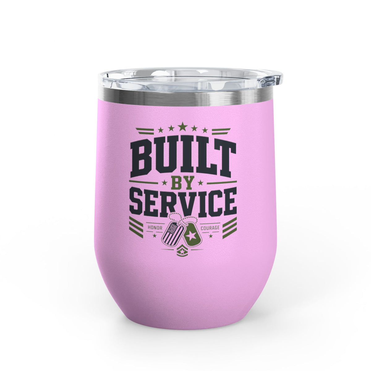 Military Wine Tumbler, Built by Service Gift for Veteran, Patriotic Drinkware for Him, Military Appreciation Gift, Veterans Day Gift