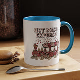 Hot Mess Express Coffee Mug, Pink Floral Train with Bows and Hearts, Funny Birthday Gift for a Busy Mom or Best Friend's Daily Coffee Break