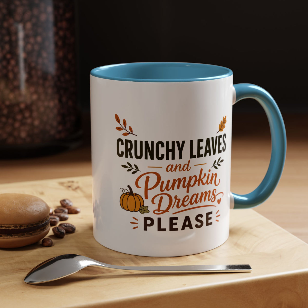 Cozy Air and Crunchy Leaves Mug, Pumpkin Dreams Fall Coffee Cup, Autumn Lover Gift for Her, Cute Seasonal Drinkware and Decor