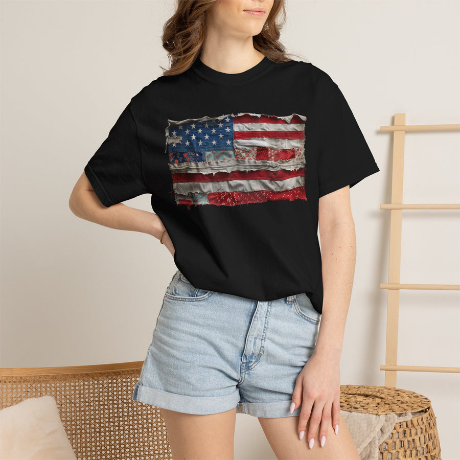 Vintage American Flag Comfort Colors Shirt, Patriotic Graphic Tee for Women, Retro Fourth of July Shirt, Distressed USA Summer Comfort Tee