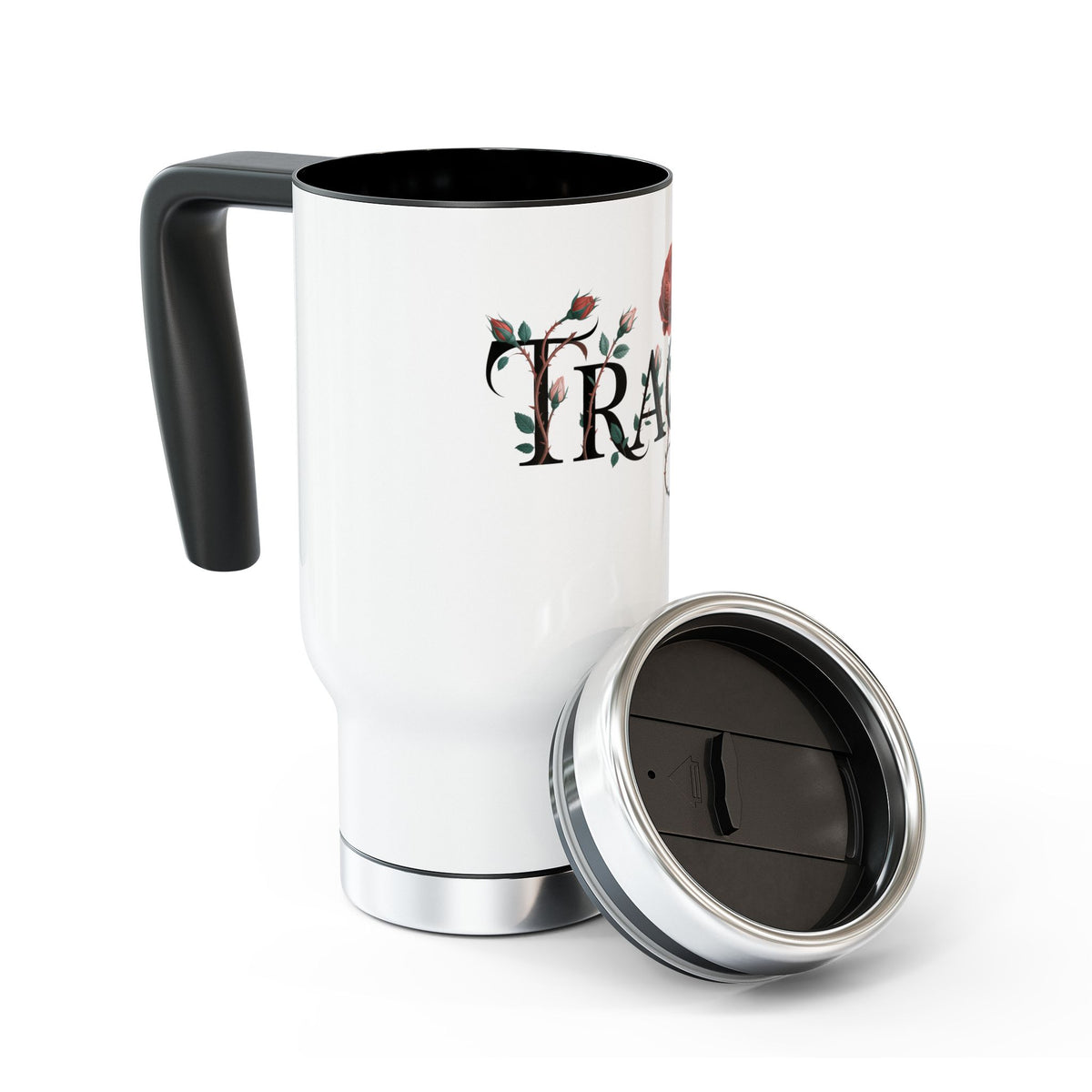 Personalized Rose Floral Stainless Steel Travel Mug, Custom Name Coffee Cup, Botanical Tumbler, Flower Lover Gift, Gift for Her