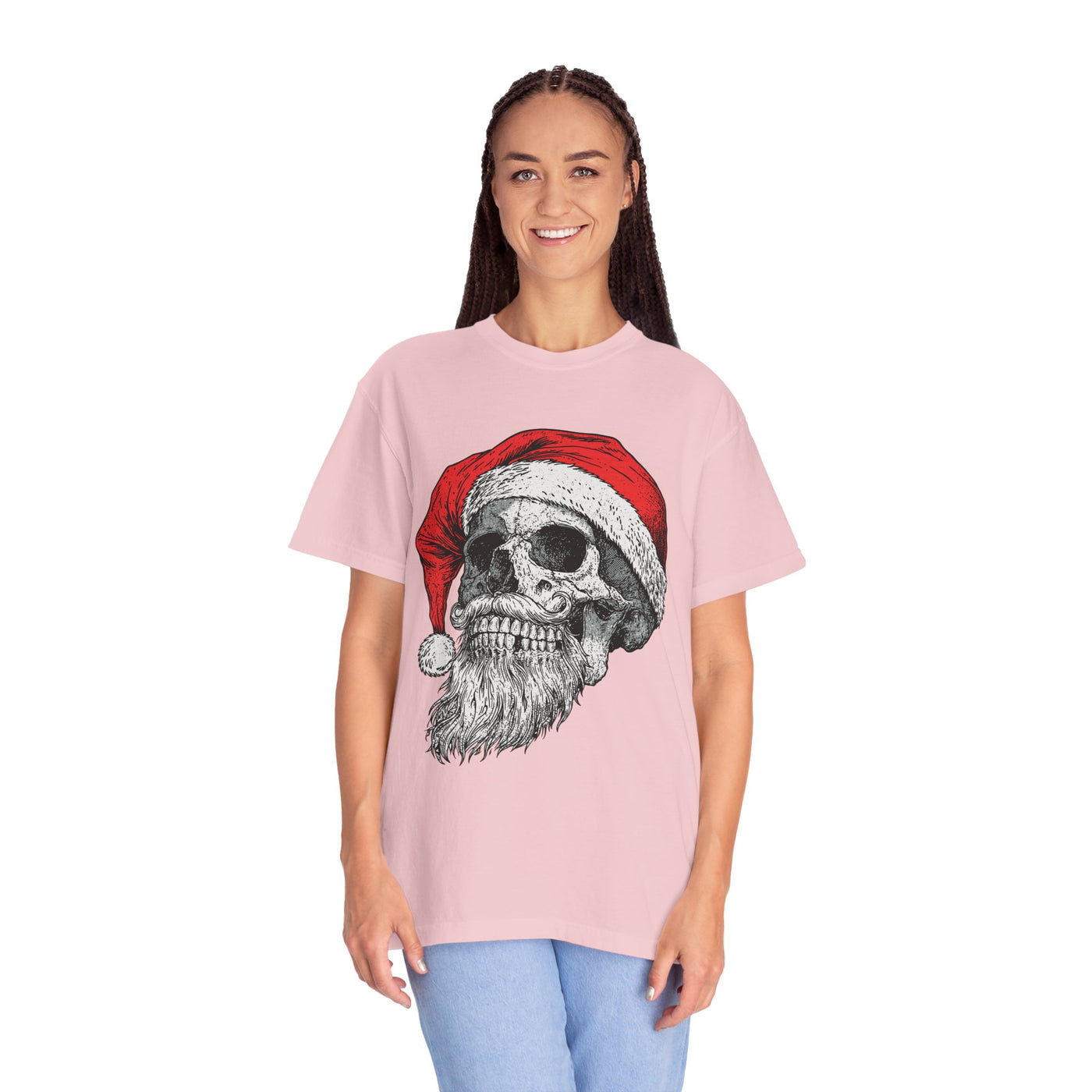 Skull Santa Shirt, Gothic Christmas T-Shirt, Creepy Holiday Skeleton Tee, Alternative Xmas Gift for Metalhead, Biker or Horror Fan