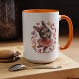 Ballerina Bunny Mug, Rabbit in a Pink Tutu with Flowers and Ribbons, Ballet Recital Gift for a Daughter or Dance Lover's Birthday Surprise