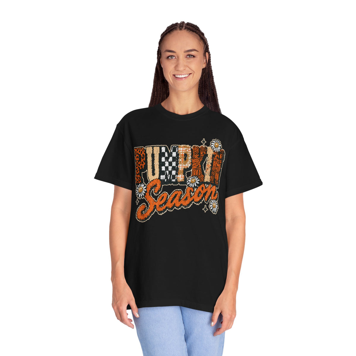 Pumpkin Season Shirt, Retro Leopard Checker Fall Graphic Tee, Cute Autumn Gift for Women, Cozy Thanksgiving October Outfit for Her