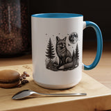 Fox Moon Mug, Black and White Woodland Coffee Cup, Celestial Forest Animal Gift for Fox Lover, Rustic Cabin Decor, Nature Birthday Present