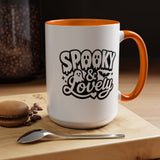 Spooky and Lovely Mug, Cute Ghost Halloween Coffee Cup, Black and White Spooky Season Gift for Her, Gothic Fall Drinkware