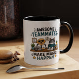 Awesome Teammates Coffee Mug, Coworker Appreciation Gift, Funny Dog and Cat Office Cup, Team Thank You Present for Colleague or Boss