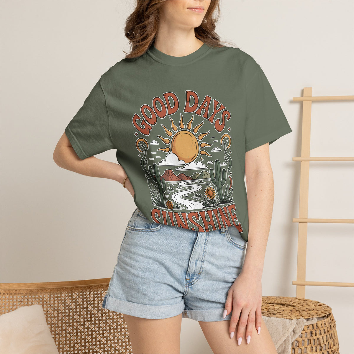 Positive Sunshine Comfort Colors Shirt, Good Days Sunshine Graphic Tee, Retro Desert Nature Shirt, Boho Summer Aesthetic Tee