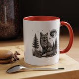 Fox Moon Mug, Black and White Woodland Coffee Cup, Celestial Forest Animal Gift for Fox Lover, Rustic Cabin Decor, Nature Birthday Present
