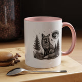Fox Moon Mug, Black and White Woodland Coffee Cup, Celestial Forest Animal Gift for Fox Lover, Rustic Cabin Decor, Nature Birthday Present