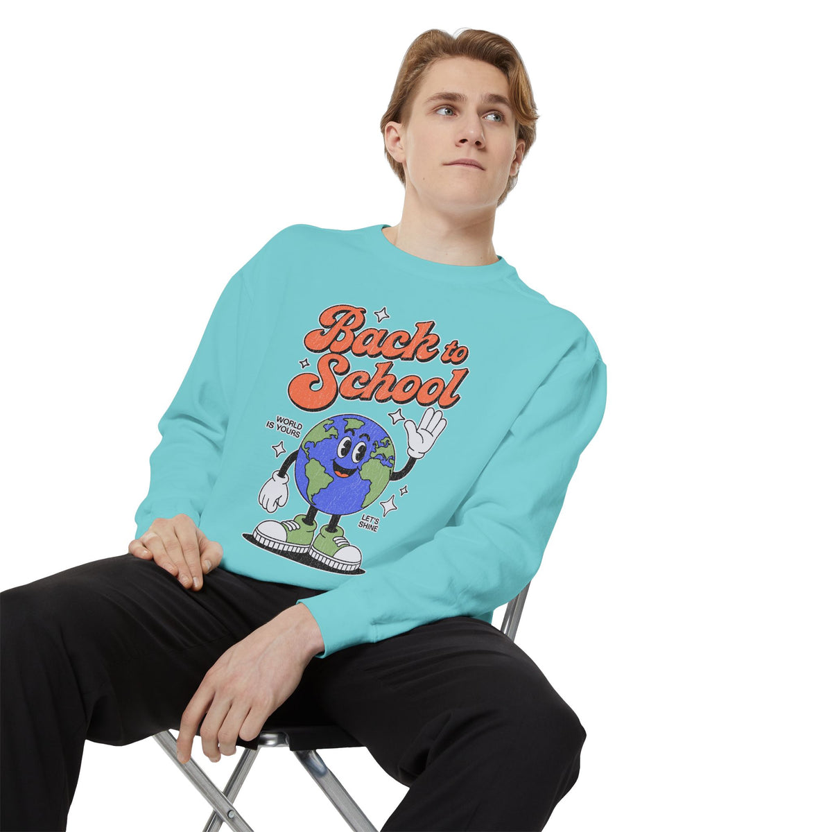 Back to School Earth Sweatshirt, Retro Globe Graphic Pullover, Teacher First Day Outfit, Student Gift, Classroom Crewneck, Educator Gift