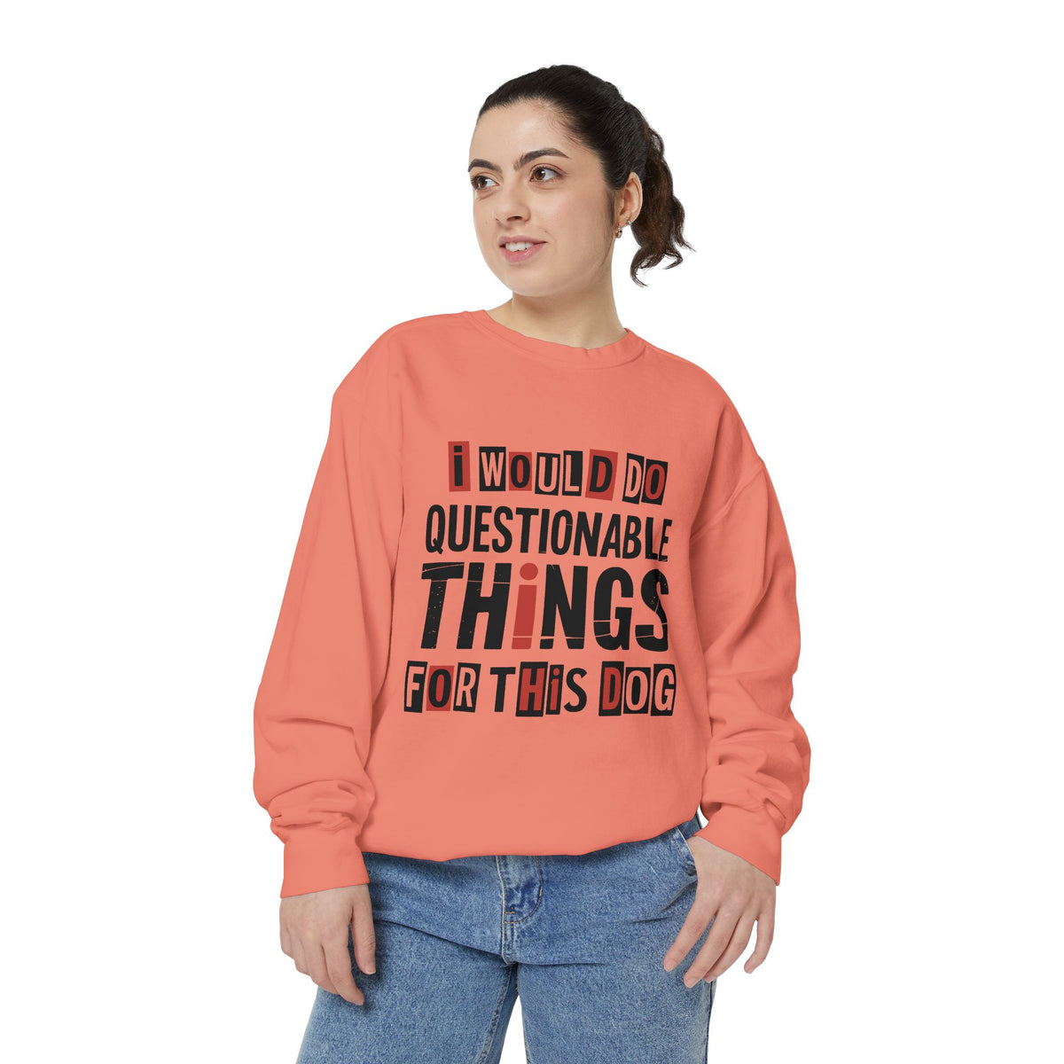 Funny Dog Lover Sweatshirt, I Would Do Questionable Things For This Dog Crewneck, Dog Dad Gift, Pet Lover Sweatshirt