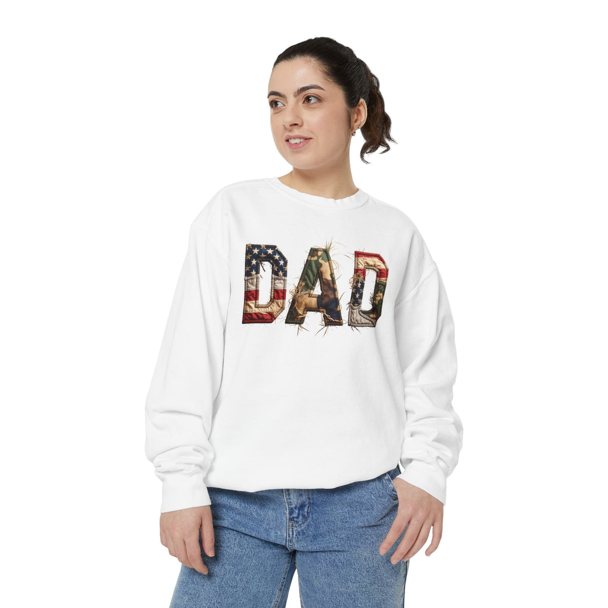 American Flag Dad Sweatshirt, Patriotic DAD Crewneck, USA Dad Sweatshirt, Father’s Day Gift for Dad, Fourth of July Apparel