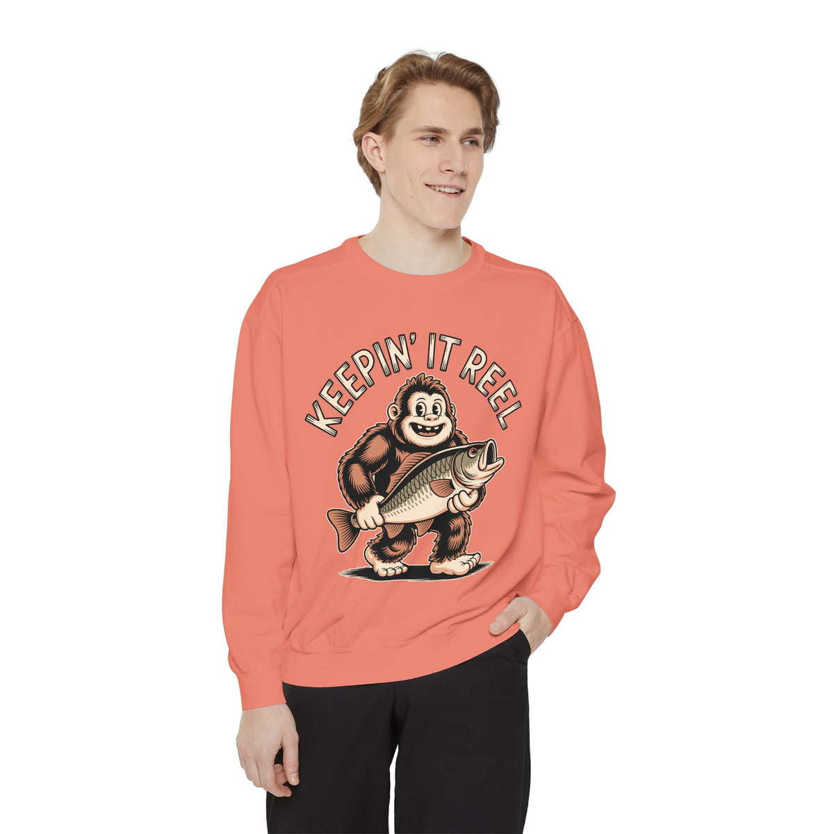 Keepin It Reel Comfort Colors Sweatshirt, Funny Fishing Sweatshirt, Bigfoot Fishing Shirt, Fisherman Gift for Men and Women