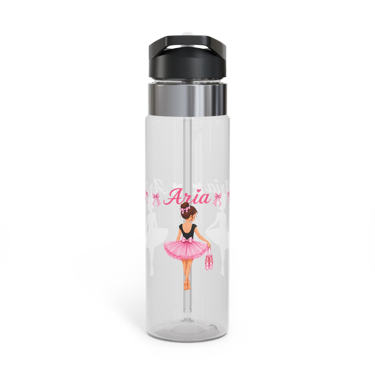 Personalized Ballerina Water Bottle, Custom Name Dance Girls Tumbler, Ballet Birthday Gift, Pink Bottle for Young Dancers