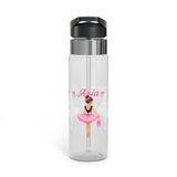 Personalized Ballerina Water Bottle, Custom Name Dance Girls Tumbler, Ballet Birthday Gift, Pink Bottle for Young Dancers