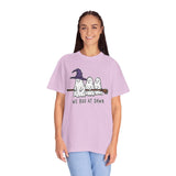 We Boo at Dawn Ghost Shirt, Funny Halloween Witch Broom Graphic Tee, Cute Spooky Season Gift for Friends and Ghost Lovers, October Outfit