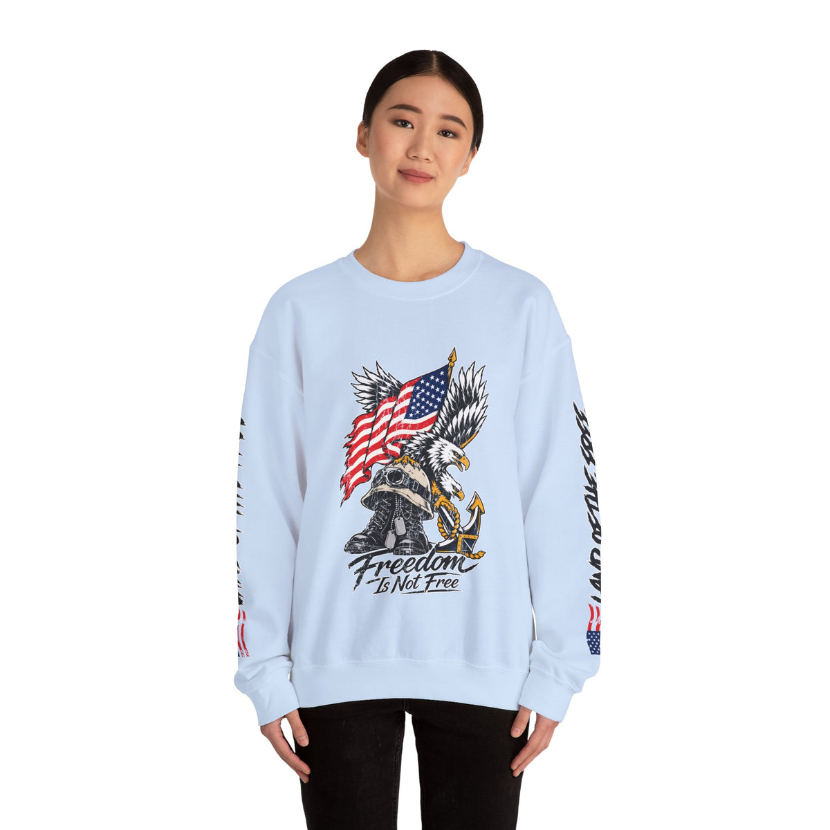 Freedom Is Not Free Sweatshirt, Patriotic Eagle Pullover, American Flag Military Style, Veterans Gift, USA Pride, Americana Clothing
