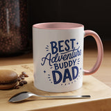Best Adventure Buddy Dad Coffee Mug, Father's Day Gift from Kids, Travel and Hiking Outdoor Papa Ceramic Tea Cup with Black Handle