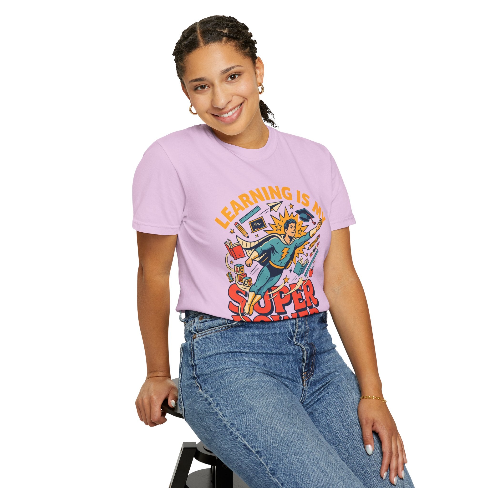Teacher Superhero Comfort Colors Shirt, Learning Is My Super Power Tee, Teacher Appreciation Gift, Back To School Educator Shirt