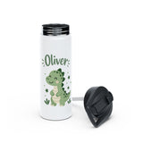 Dinosaur Personalized Water Bottle, Custom Name Drink Bottle, Adventure Gift, Kids School Bottle, Birthday Gift, Reusable Hydration Bottle