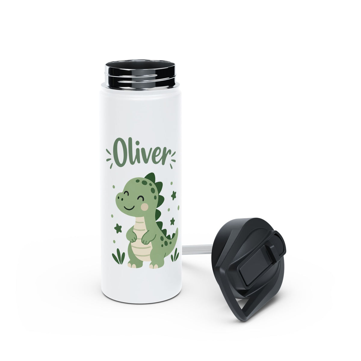 Dinosaur Personalized Water Bottle, Custom Name Drink Bottle, Adventure Gift, Kids School Bottle, Birthday Gift, Reusable Hydration Bottle