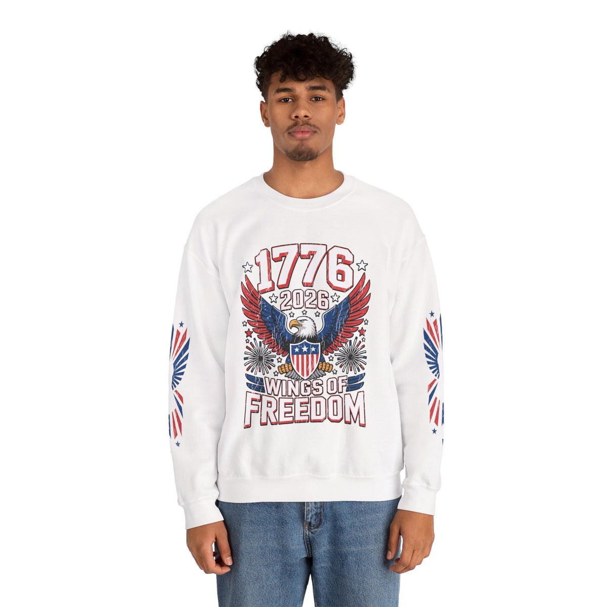 1776 Wings of Freedom Sweatshirt, Patriotic Eagle Pullover, American Flag Crewneck, USA 250th Anniversary Gift, Fourth of July Top
