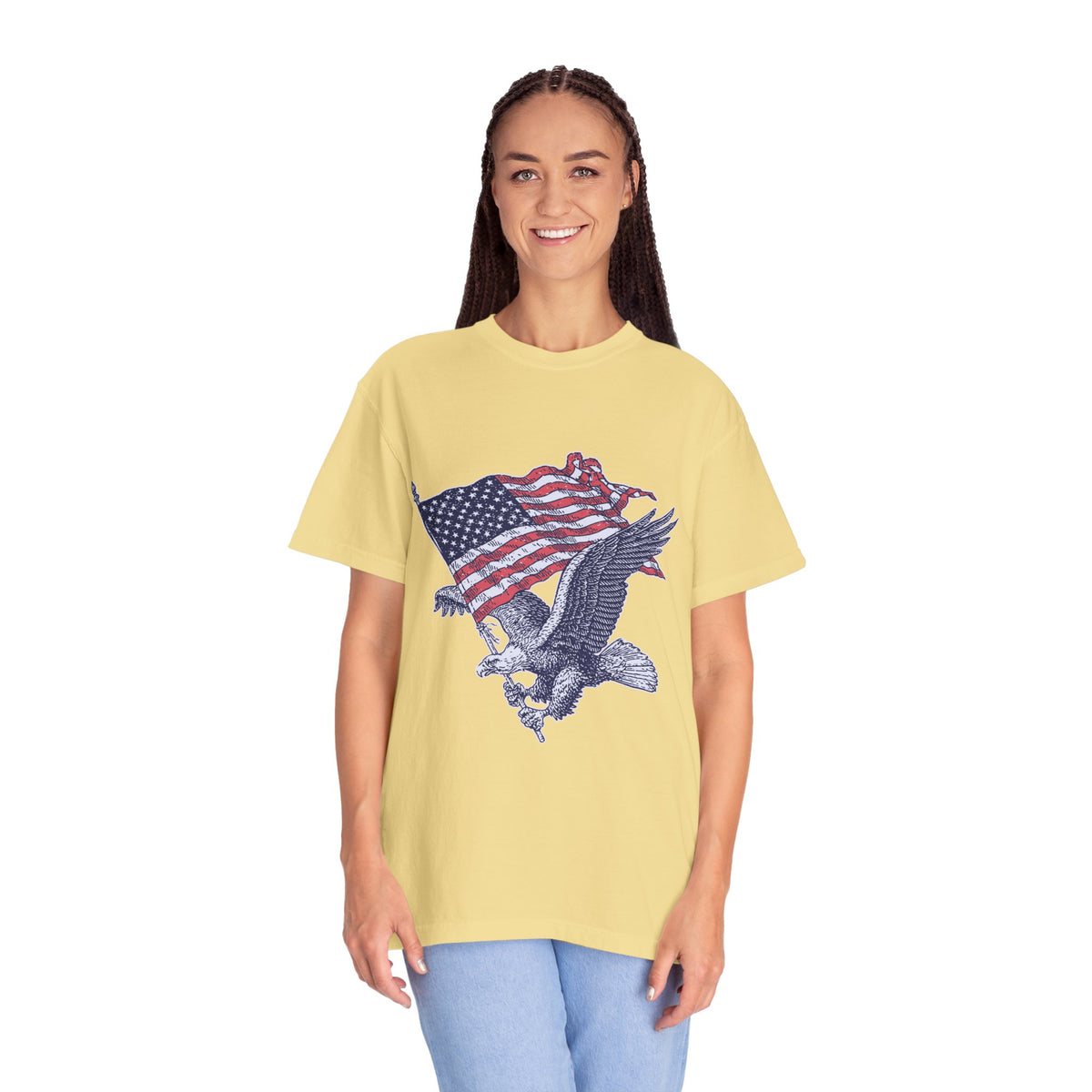 Bald Eagle American Flag Shirt, Retro Patriotic Graphic, Gift for USA Pride Fans, Fourth of July Celebrations and Everyday Clothing