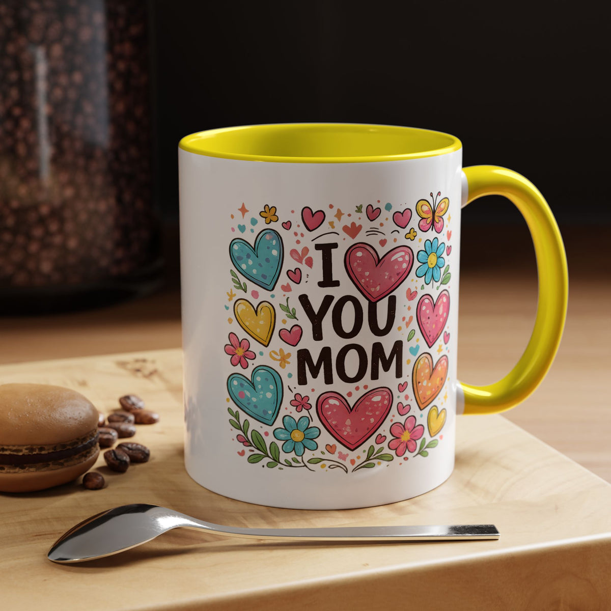 I Love You Mom Heart Mug, Mother's Day Coffee Mug, Gift for Mom from Daughter or Son, Cute Heart Coffee Cup, Mom Appreciation Gift